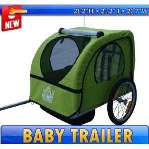   Green Single Kids Baby Bike Trailer Journey Carrier 