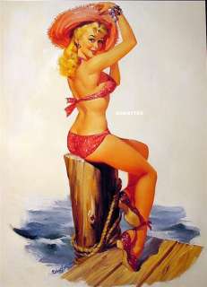 9X12 Pin up Girl Poster Joyce Ballantyne Fishing Pier  