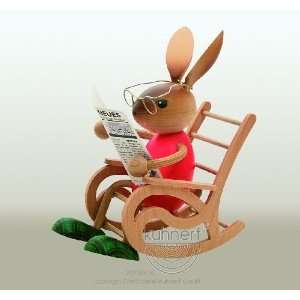   Bunny Girl in a Rocking Chair Reading Newspaper Arts, Crafts & Sewing