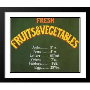 Michaels Framed and Double Matted Print 29x35 Fruits Vegetables Stand 