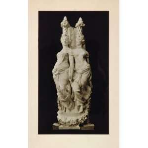 1915 Sculpture Flora Attendants Ernest L. Boutier Print   Orig. Hand 