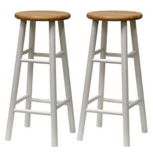   By Winsome Set of 2 Beveled Seat 30 Stool Assembled/Natural & White