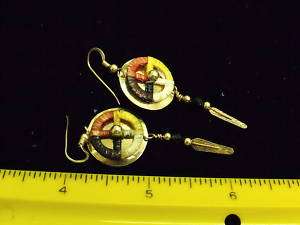 ESTATE VINTAGE NEW OLD STOCK UNMARKED EARRING TRIBAL DREAMCATCHER 