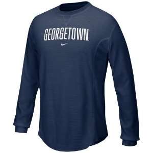  Nike Georgetown Hoyas Navy Blue Waffle Long Sleeve Crew 