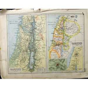  1890 Map Palestine Jerusalem India Ceylon Bay Bengal