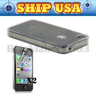 Clear Gel TPU Universal Case for Iphone 4S 4 4G Body Cover + 2 Screen 