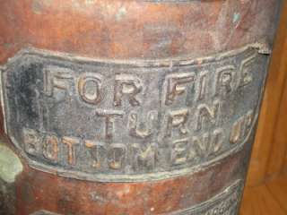 Antique Fire Extinguisher Brass & Copper Acme Mo. Lamp & MFG Co. St 