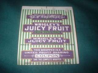 EARLY WRIGLEYS JUICY FRUIT GUM WRAPPERS WITH COUPONS  