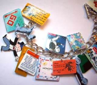 Monopoly Bracelet UNIQUE games,charms,money,altered art  