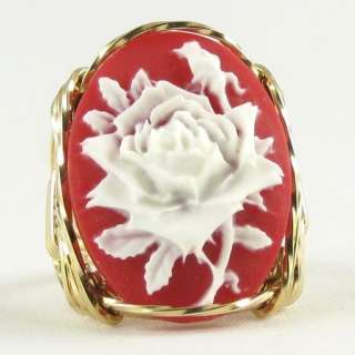 Purity White Rose Cameo Ring 14K Rolled Gold  