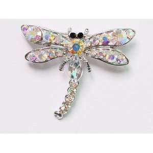 Cute Petite Crystal Aurore Boreale Rhinestone Dragonfly Flying Insect 