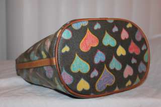 DOONEY & BOURKE Hearts Hobo Tote Leather/Canvas Bag  