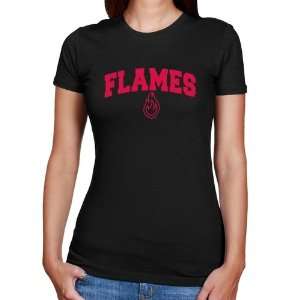  UIC Flames Ladies Black Logo Arch Slim Fit T shirt Sports 
