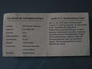 Moon Landing / Apollo 11, german certificate included, .5 grams 