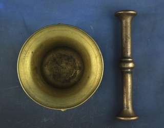 Heavy Antique Brass Medical Apothecary Mortar & Pestle  