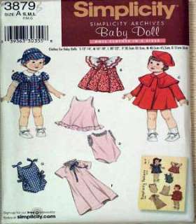 Sewing pattern 3 sizes BABY DOLL CLOTHES retro 1940s  