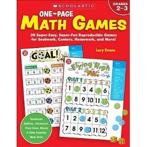  ONE PAGE MATH GAMES Lory(Author) Evans Books