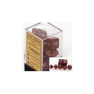 Chessex Dice Polyhedral 7 Die Opaque Dice Set   Burgunday wiith Light 