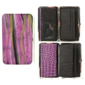  Ladies Flat Wallet. Purple, Black, and Silver Swirl Design 