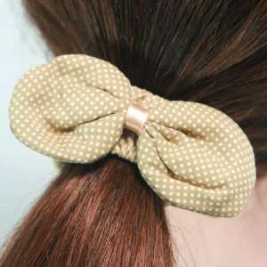 Brown and white) Polka Dot Bow Shaped Hair Tie/Ponytail Holder (4047 
