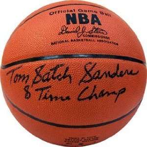 Tom Satch Sanders 8 Time Champ Autographed / Signed Leather Basketball