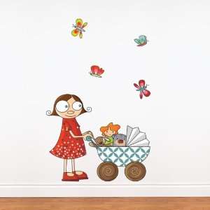  LilÕ Girl with Carriage Wall Decal Color print