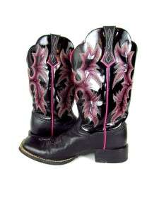 womens black pink ARIAT TOMBSTONE COWBOY BOOTS western embroidered 