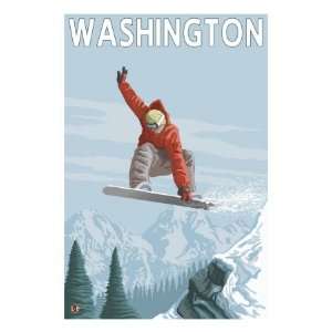  Snowboarder Jumping   Washington Sports Premium Poster 