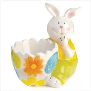  Ceramic Easter Bunny Decor Egg Shaped Candy Dish Bowl 