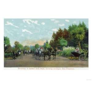  Golden Gate Park Driveway View with Horse Carriages   San 