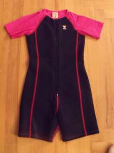 Childrens Pink Navy TYR UV RAY Wetsuit Swim Suit Sz 10  