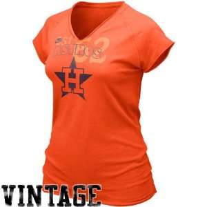   Astros Ladies Orange Cooperstown Bases Loaded V neck T shirt (Large