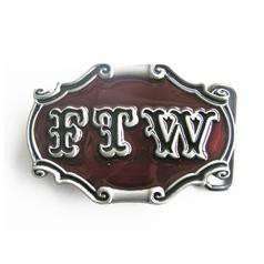   BELT BUCKLE 1%r outlaw biker f#ck the world f.t.w. forever two wheels