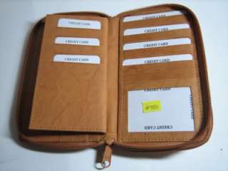 NEW 2 ZIPPERS AROUND COW HIDE LEATHER CHECKBOOK WALLET  