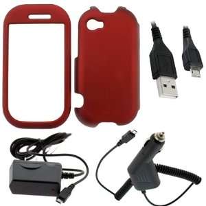  GTMax Red Hard Rubberized Snap On Case + Car Charger 