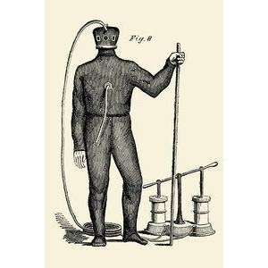  Vintage Art Diving Gear with suit and air pump   22538 6 