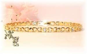 LADIES GOLD TONE MAGNETIC ANKLET W/ AUSTRIAN CRYSTALS  