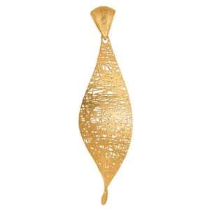  14k Gold Fancy Free Form Textured Pen Necklace   18 Inch 