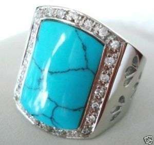 tibet silver mens turquoise rings size 8 11#  