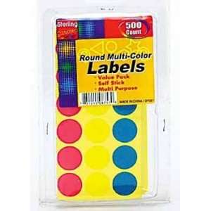  500 Round Colored Labels(Pack Of 48)