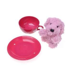   Cute Plush Little Barking Puppy Toy With Plastic Tea Cup/Saucer Toys