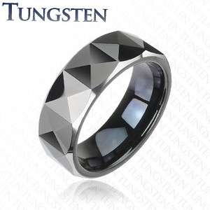 Tungsten Carbide Black Triangular Prism Cut Wedding Band Ring Sz 9 13 