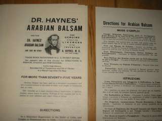 10 Old c.1930s DR. HAYNES Arabian Balsam MEDICINE  