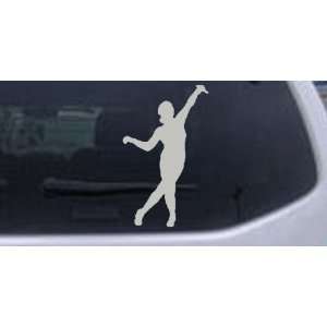 Dancer Silhouettes Car Window Wall Laptop Decal Sticker    Silver 26in 