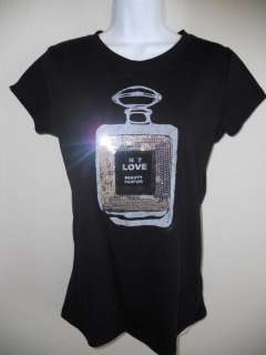 Womens Black Love Potion Perfume Bottle T Shirt New  