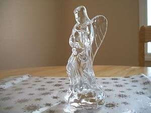   CRYSTAL NATIVITY ANGEL WITH HORN ~ TRUMPET FIGURINE MINT  