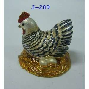  Rooster Egg Jewelry Trinket Box 2in DiaX2in H