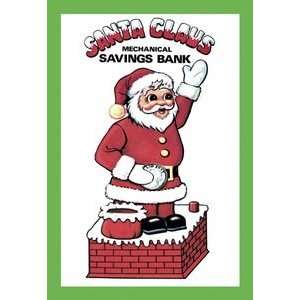  Santa Claus Savings Bank   12x18 Framed Print in Gold 