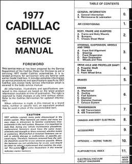   Manual 77 Deville Seville Fleetwood Eldorado Repair Service  