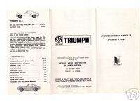 Triumph 1967 Car Sales Brochure Spitfire TR 4A GT 6  